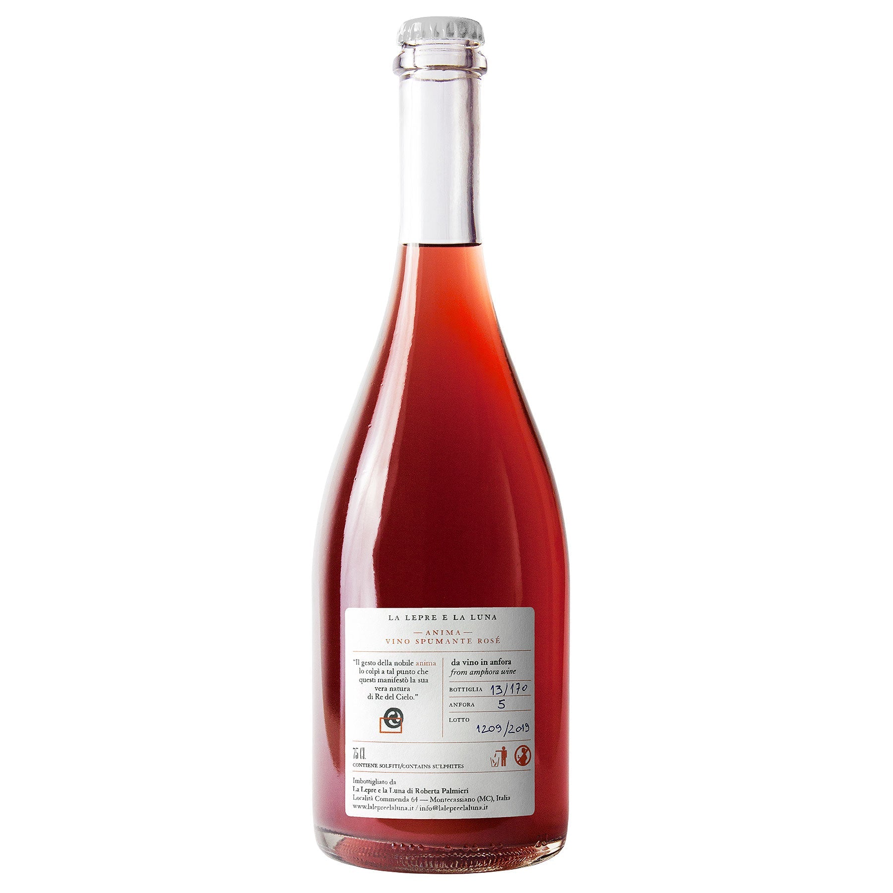 ANIMA - Vino spumante Rosé — metodo Ancestrale — 100% unico uvaggio autoctono a bacca nera La lepre e la Luna