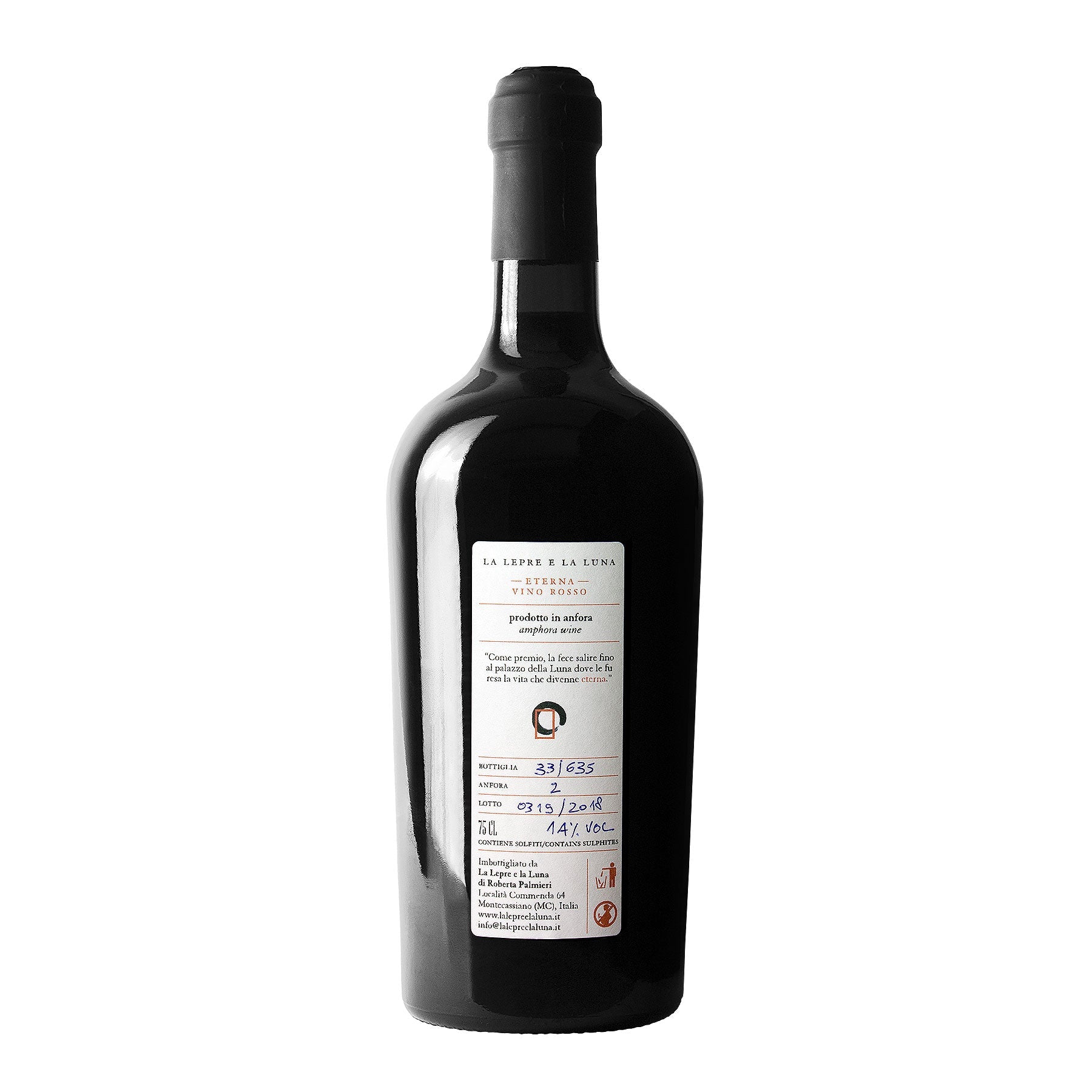 ETERNA - Rosso — 100% unico uvaggio internazionale a bacca nera La lepre e la Luna