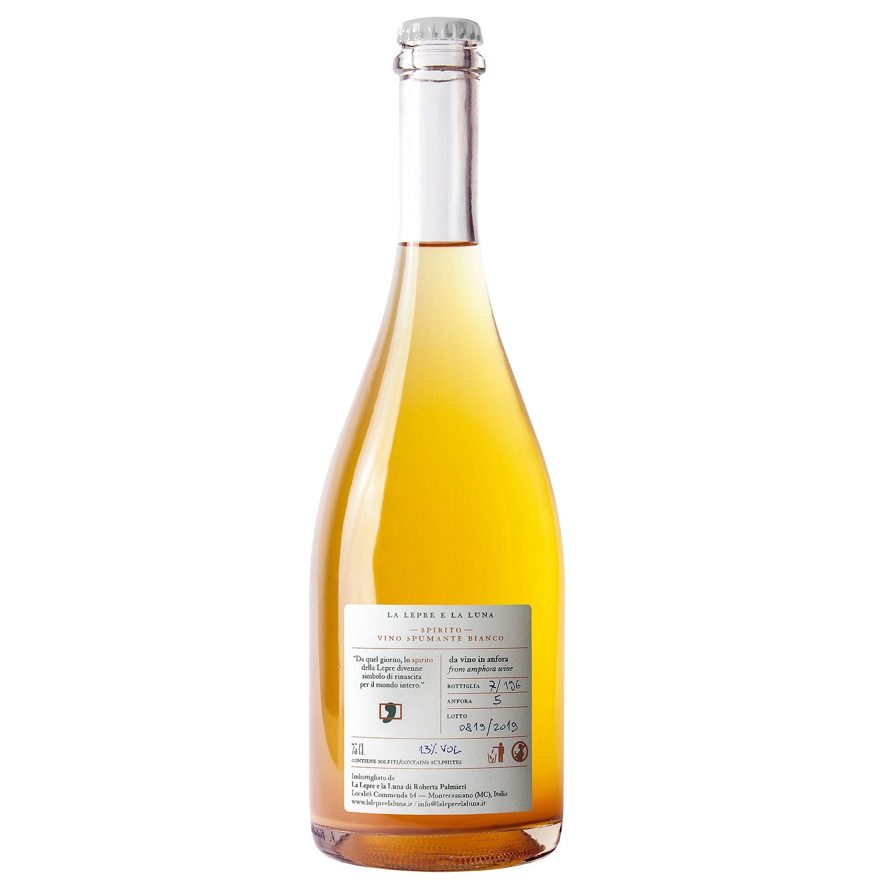 SPIRITO - Vino spumante Bianco — metodo Ancestrale – 100% unico uvaggio autoctono a bacca bianca La lepre e la Luna